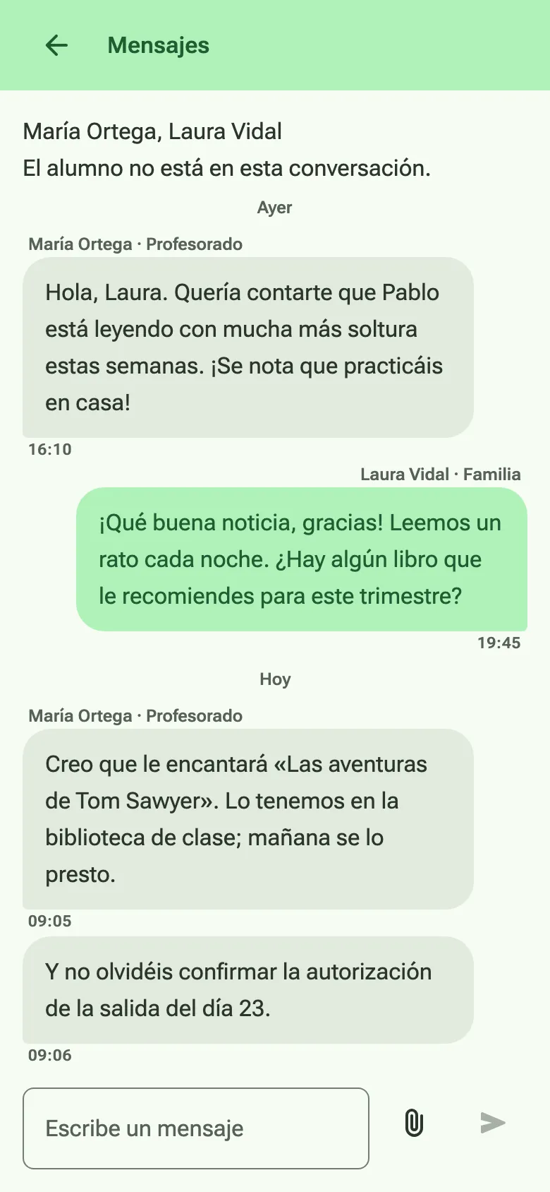 Una conversación entre una profesora y una madre sobre su hijo.