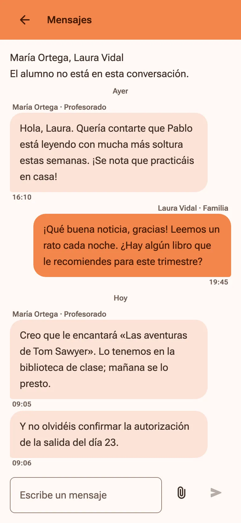 Una conversación entre una profesora y una madre sobre su hijo.