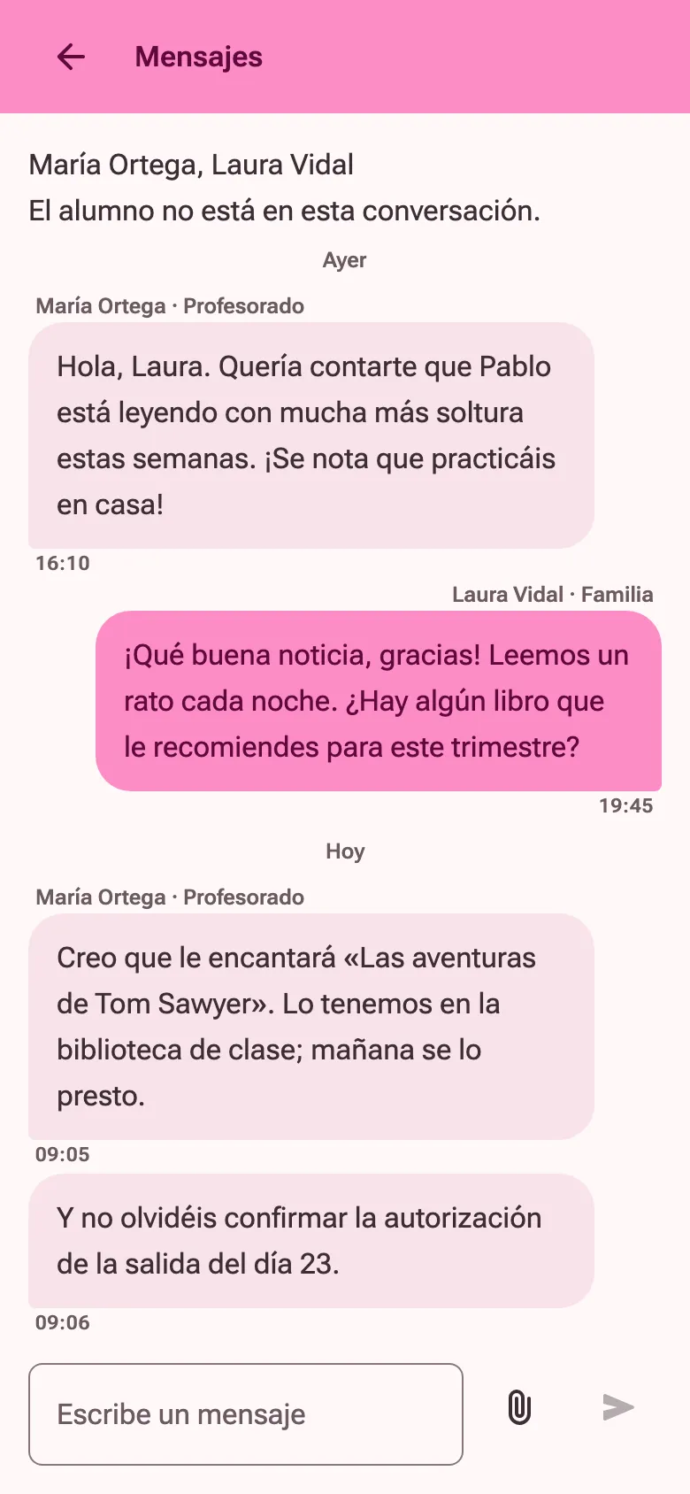 Una conversación entre una profesora y una madre sobre su hijo.