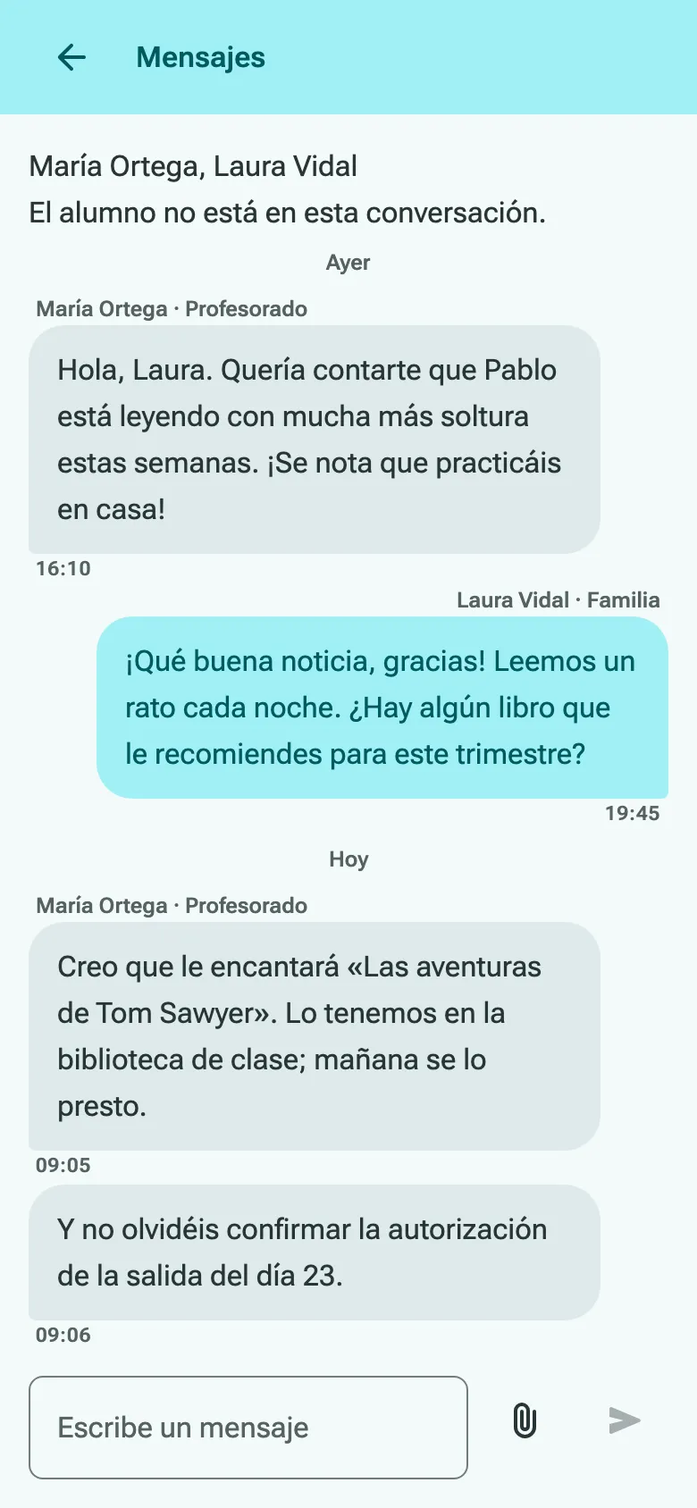 Una conversación entre una profesora y una madre sobre su hijo.