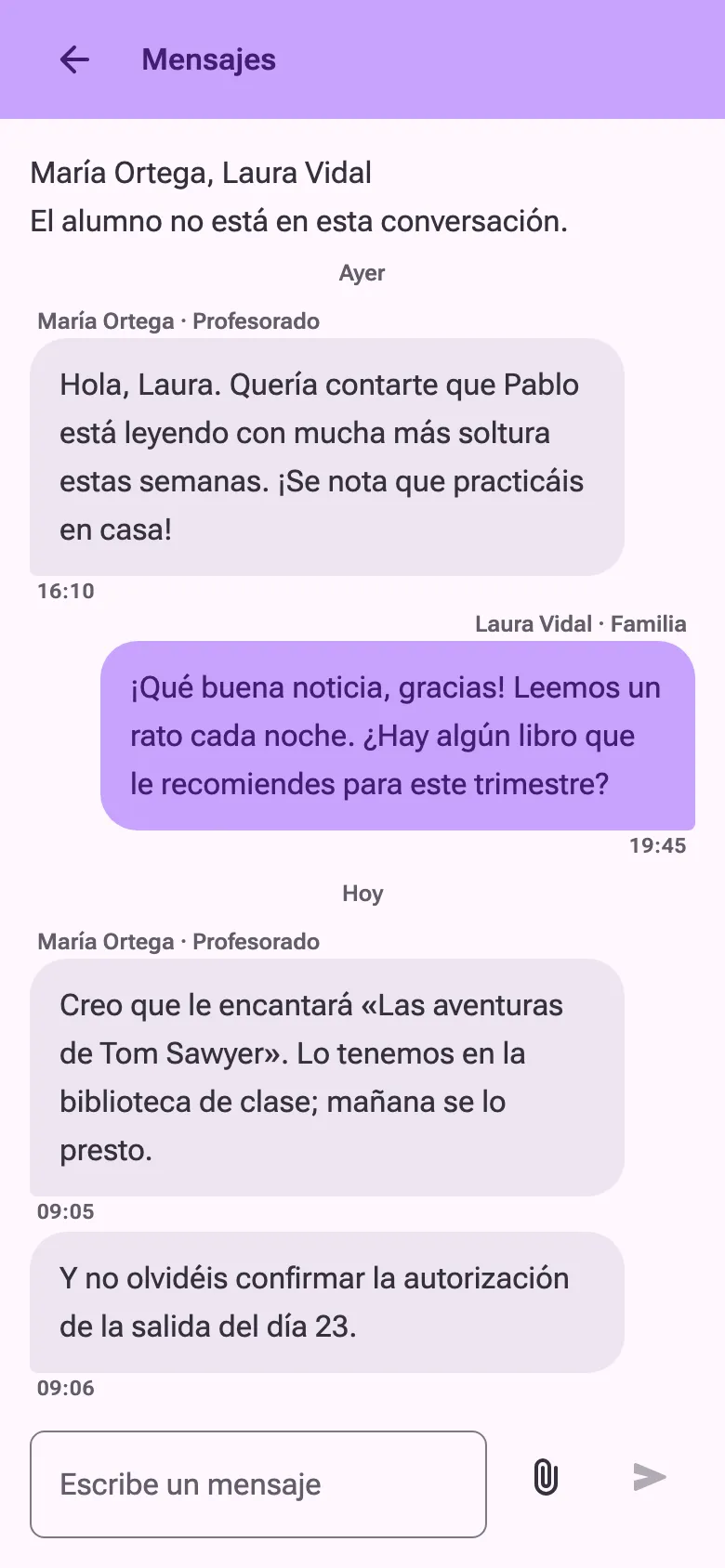 Una conversación entre una profesora y una madre sobre su hijo.